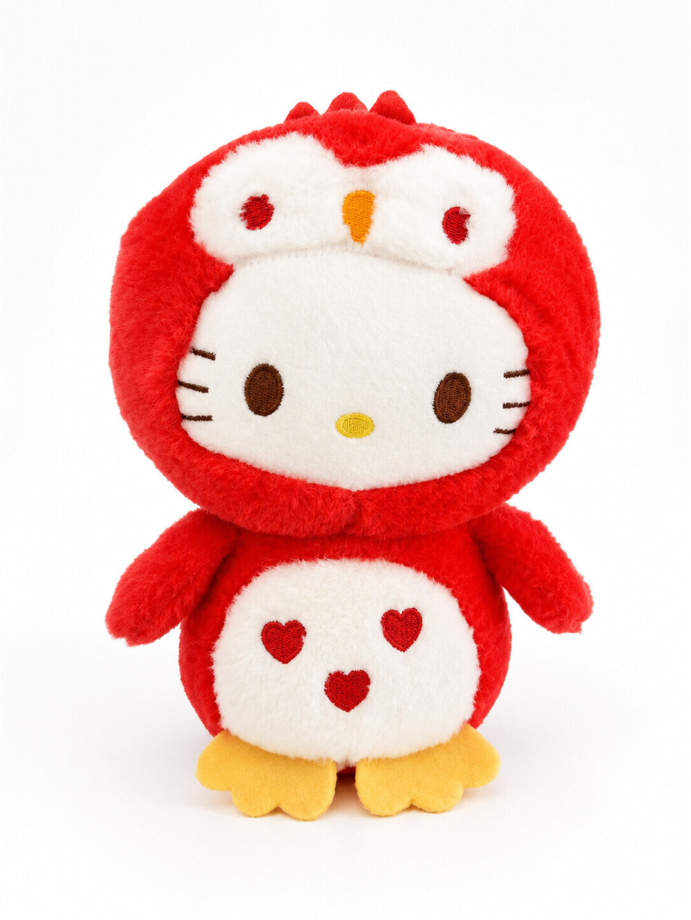 Rare Sanrio Hello Kitty Owl Costume Plush 8" Red Hearts Stuffed Toy EUC
